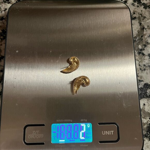 VTG 14K Solid Gold Mid Century MCM Paisley Earrings Hollywood Regency Stamped - Picture 10 of 10